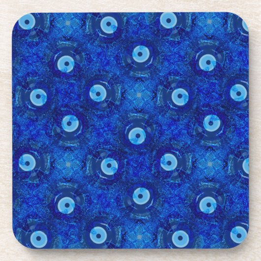 Coole, moderne digitale Kunst des blauen bösen Aug Getränkeuntersetzer (Vorderseite)