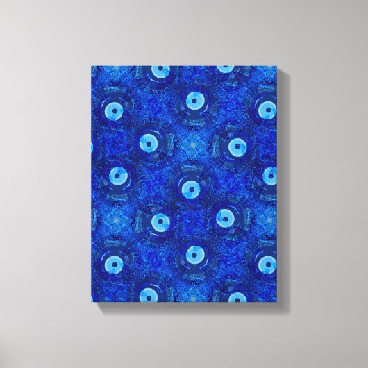 Coole, moderne digitale Kunst des blauen bösen Aug Leinwanddruck (Vorderseite)