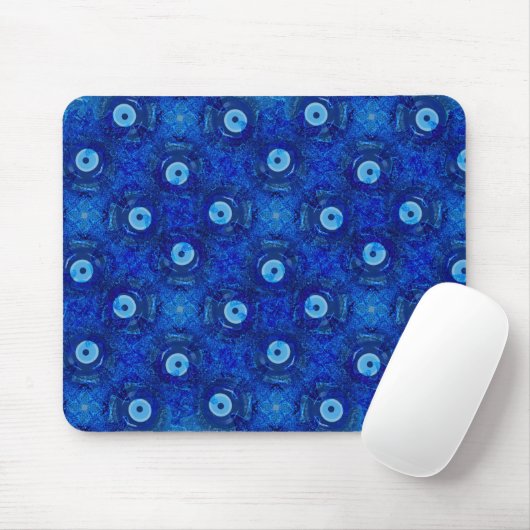 Coole, moderne digitale Kunst des blauen bösen Aug Mousepad (Mit Mouse)