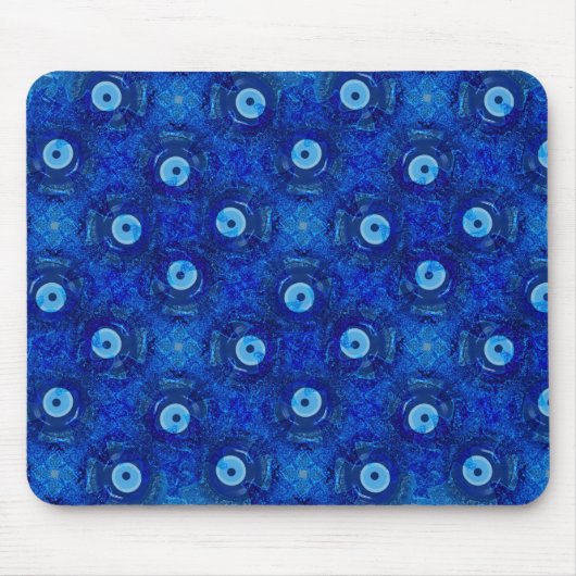 Coole, moderne digitale Kunst des blauen bösen Aug Mousepad (Vorne)