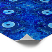 Coole, moderne digitale Kunst des blauen bösen Aug Poster (Ecke)