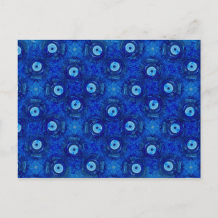 Coole, moderne digitale Kunst des blauen bösen Aug Postkarte