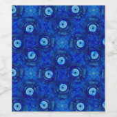 Coole, moderne digitale Kunst des blauen bösen Aug Weinetikett (Einzelnes Label)