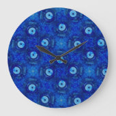 Coole, moderne digitale Kunst des blauen Große Wanduhr (Vorderseite)