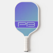 Coole, moderne Doppelinitialen geben Lila Blau Pickleball Schläger (Rückseite)