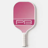 Coole moderne Doppelinitialen glänzen Girly Pink Pickleball Schläger (Vorderseite)