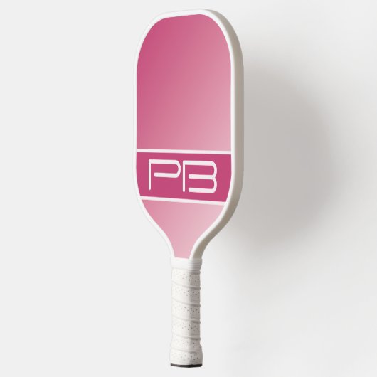 Coole moderne Doppelinitialen glänzen Girly Pink Pickleball Schläger (Links)