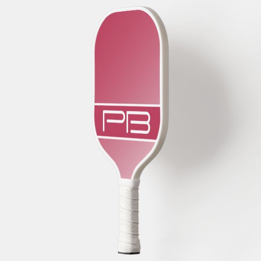 Coole moderne Doppelinitialen Gradient Magenta Rot Pickleball Schläger (Links)