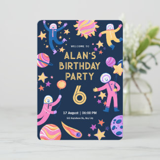 Coole, moderne, einfache WeltraumGeburtstagsparty Einladung