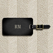 Coole moderne, elegante Black Linen Monogram-Adres Gepäckanhänger