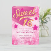 Coole moderne funky Super-Star Typografie pink Einladung (Stehend Vorderseite)