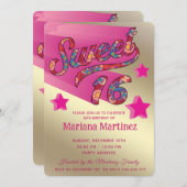 Coole moderne funky Super-Star Typografie pink Einladung (Vorne/Hinten)