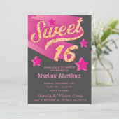 Coole moderne funky Super-Star Typografie pink Einladung (Stehend Vorderseite)