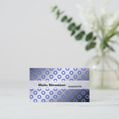 Coole, moderne glänzende blaue und graue Polka-Pun Visitenkarte (Stehend Vorderseite)