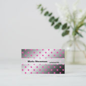 Coole, moderne glänzende Pink- und Graupolka-Punkt Visitenkarte (Stehend Vorderseite)