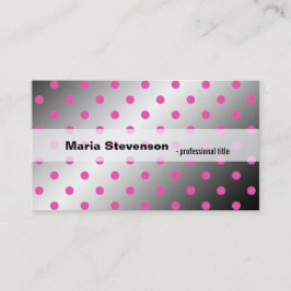 Coole, moderne glänzende Pink- und Graupolka-Punkt Visitenkarte