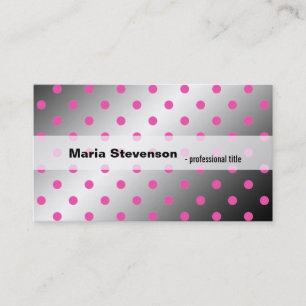 Coole, moderne glänzende Pink- und Graupolka-Punkt Visitenkarte