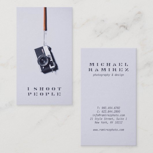 Coole, moderne, graue berufliche Fotokamera Visitenkarte (Vorne/Hinten)