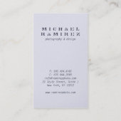 Coole, moderne, graue berufliche Fotokamera Visitenkarte (Rückseite)