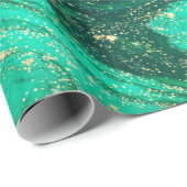 Coole, moderne Grüne goldene Marmorsteinstruktur Geschenkpapier (Rolleneckpunkt)