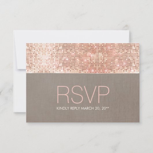 Coole moderne Imitate Rose Gold Sequins UAWG RSVP Karte (Vorderseite)