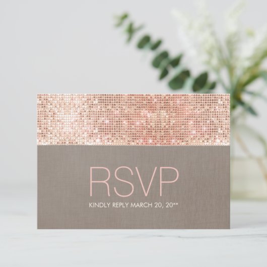 Coole moderne Imitate Rose Gold Sequins UAWG RSVP Karte (Stehend Vorderseite)