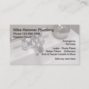 Coole moderne Klempner Sink Faucet Business Cards Visitenkarte