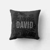 Coole, moderne Namenssammlung in Schwarz und Grau Kissen (Rückseite)