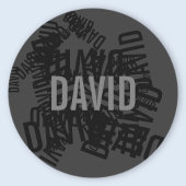 Coole, moderne Namenssammlung in Schwarz und Grau Runder Aufkleber