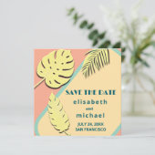 Coole moderne pastellfarbene Sommer tropisch Save The Date (Stehend Vorderseite)