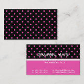 coole, moderne, rosa Polka-Punkte schwarze Visiten Visitenkarte (Vorne/Hinten)
