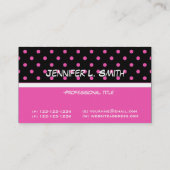 coole, moderne, rosa Polka-Punkte schwarze Visiten Visitenkarte (Rückseite)