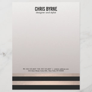 Coole, moderne Schwarz und Rose Gold gestreift Briefkopf