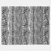 Coole, moderne, schwarz-weiße Muster-Doodles Fleecedecke (Vorderseite (Horizontal))