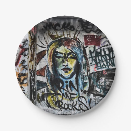 Coole moderne Stadt Graffiti Street Art Pappteller (Vorderseite)