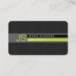 Coole moderne Streifen | Grau, Kalkgrün und Schwar Visitenkarte