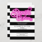 Coole, moderne Stricktypografie 16 . Geburtstag Einladung (Vorne/Hinten)