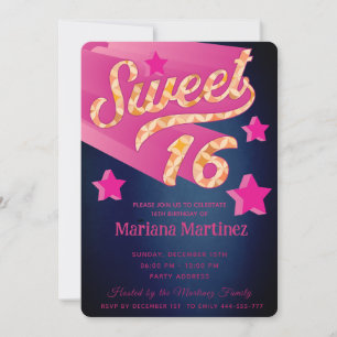 Coole moderne Superstar-Typografie pink blau Einladung