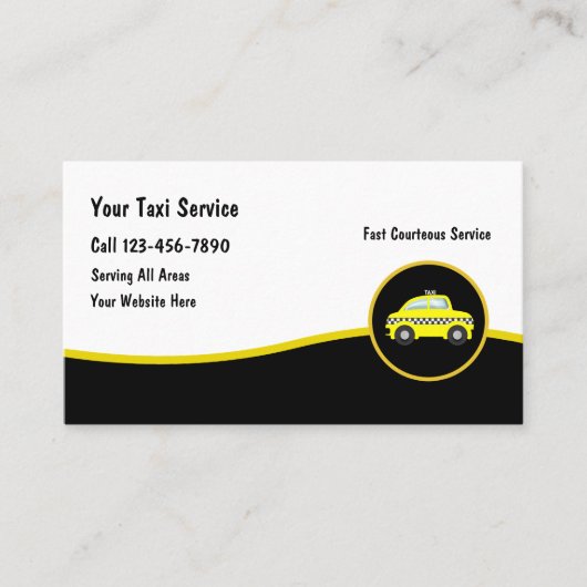 Coole moderne Taxicab Driver Business Cards Visitenkarte (Vorderseite)