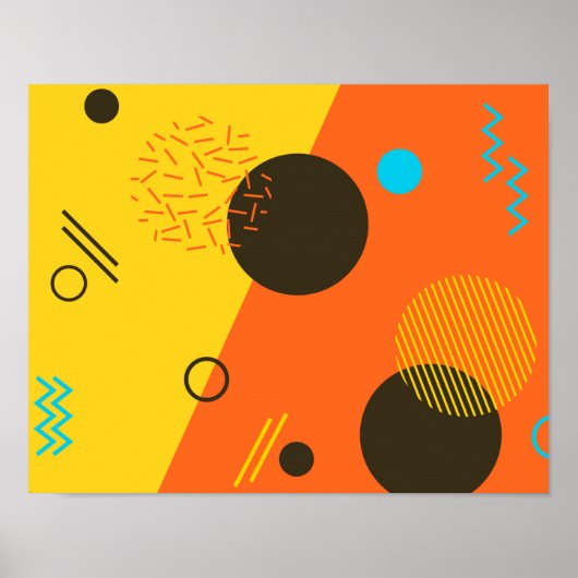 Coole, moderne, trendige, urbane Memphis-Illustrat Poster (Vorne)