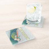 Coole moderne weiße und Aquamarine elektrische Git Glasuntersetzer (Schrägansicht)