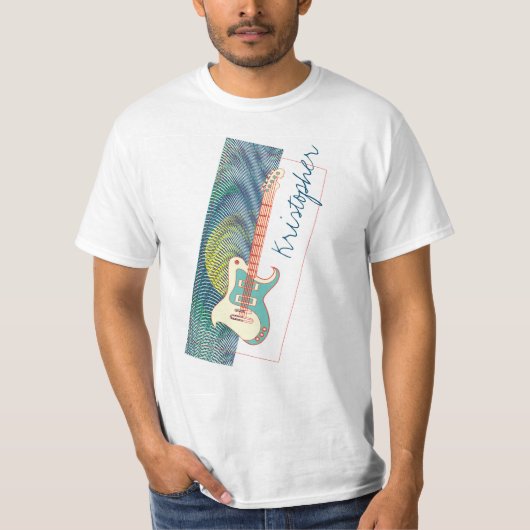 Coole moderne weiße und Aquamarine elektrische Git T-Shirt (Vorderseite)