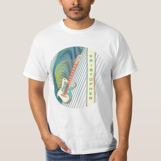 Coole moderne weiße und Aquamarine elektrische Git T-Shirt (Vorderseite)