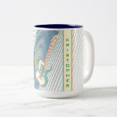 Coole moderne weiße und Aquamarine elektrische Git Zweifarbige Tasse (VorderseiteRechts)