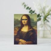 Coole Mona Lisa mit Brille Leonardo da Vinci Postkarte (Stehend Vorderseite)