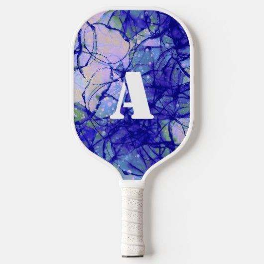 Coole Monogram Blue Abstrakte Art Pickleball Schläger (Vorderseite)