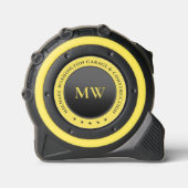 Coole Monogram Name Initials Black Yellow Modern Maßband (Vorderseite)