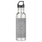 Coole Monogramm, Angesagte Logo-Stilanzeige | Grau Edelstahlflasche (Vorderseite)
