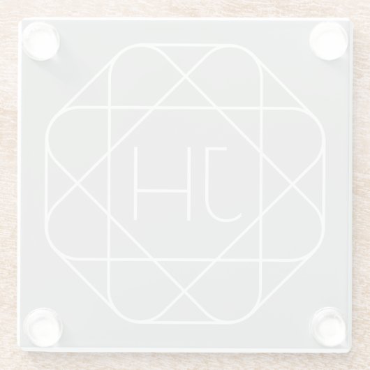 Coole Monogramm, Angesagte Logo-Stilanzeige | Grau Glasuntersetzer (Rückseite)