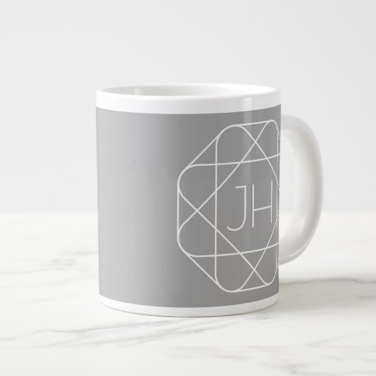 Coole Monogramm, Angesagte Logo-Stilanzeige | Grau Jumbo-Tasse (Vorderseite Rechts)